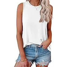 Bliwov Womens Fashion Tank Tops Crewneck Loose Fit Basic y2k Going Out Clothes Casual Summer Sleeveless Shirts for Women 2024