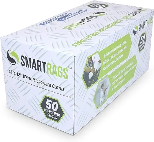 Monarch Brands SmartRags Microfiber Rags White 50/Box (M950W)