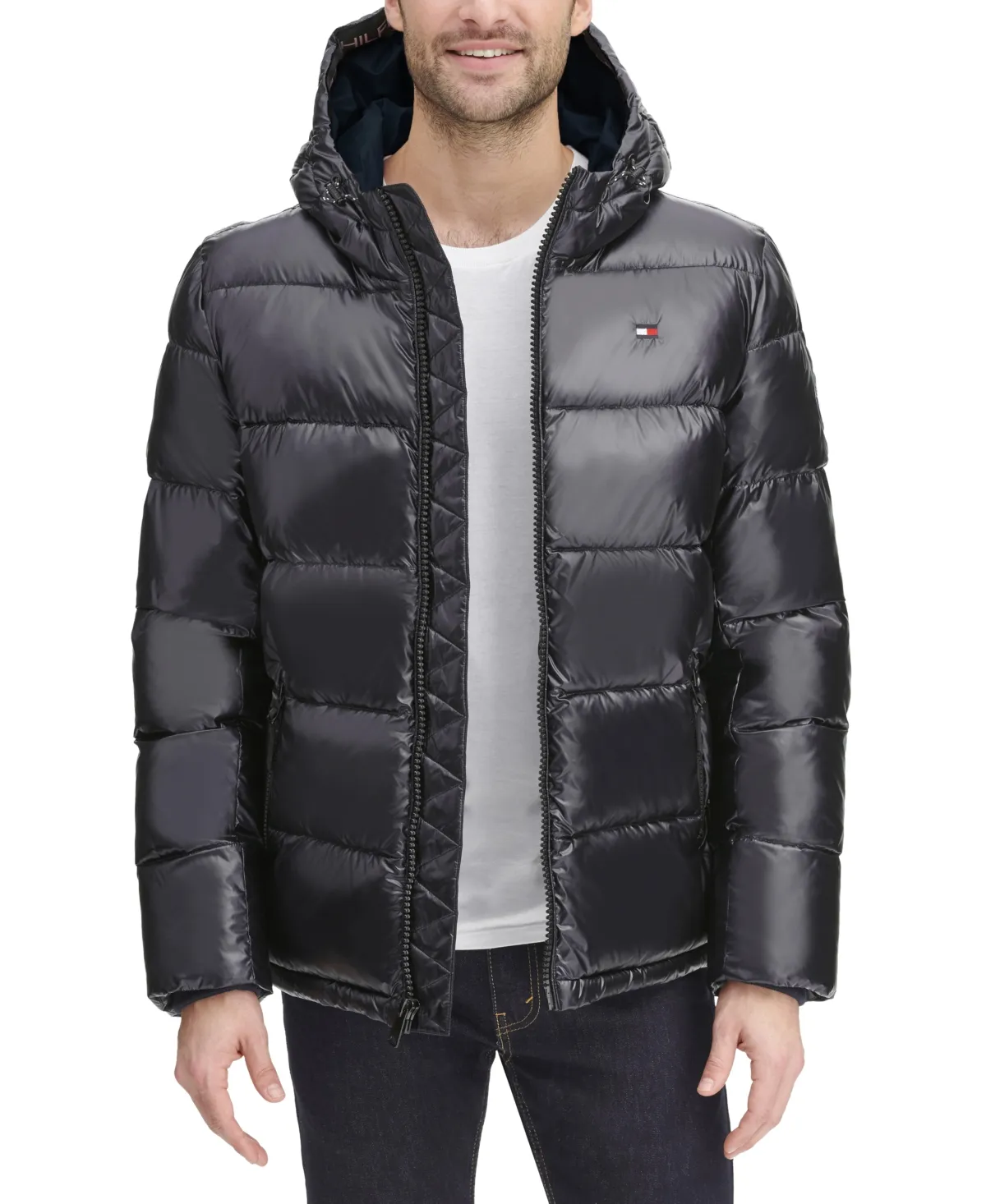 Tommy Hilfiger Men&#039;s Hooded Puffer Jacket XX-Large Tall, Black