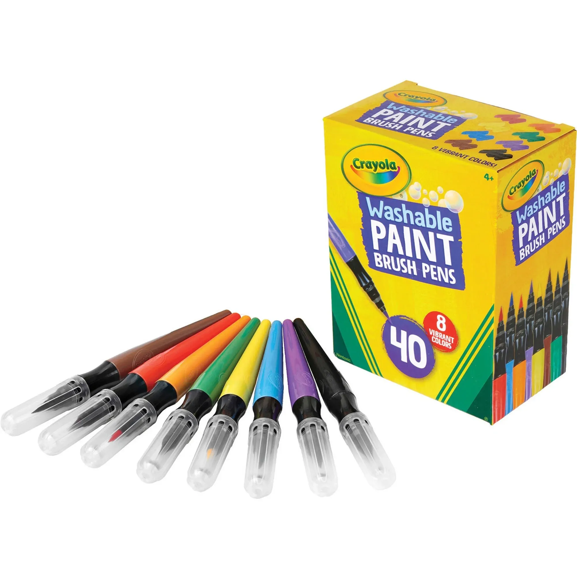 Crayola Washable Paint Brush Pens, 8 Assorted Colors, 40/box