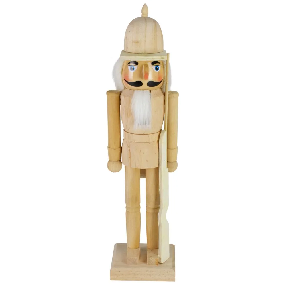 Northlight 15" Unfinished Paintable Wooden Christmas Nutcracker with Rifle