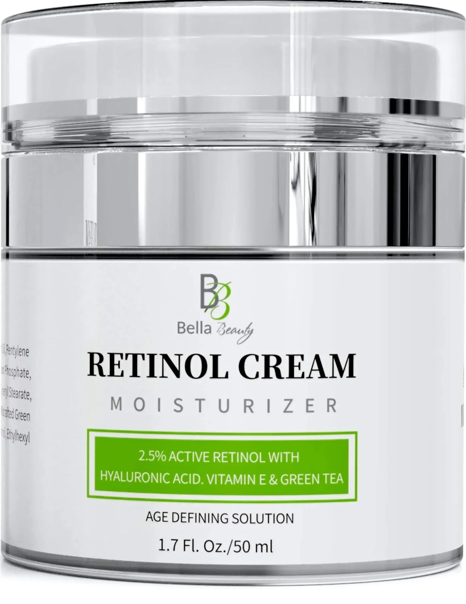 Retinol Moisturizer Cream 2.5% for Face & Eye Area - Anti-Aging Formula with Hyaluronic Acid, Vitamin E, Green Tea - 1.7 Fl Oz