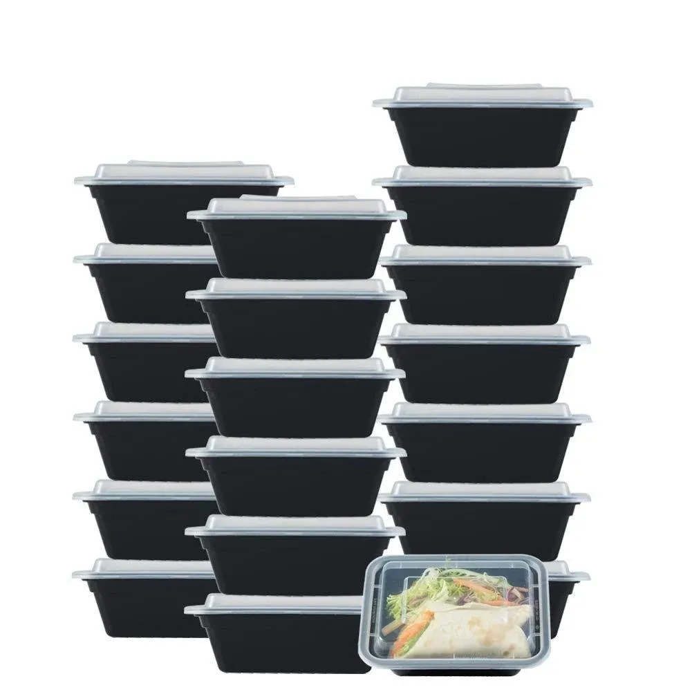 Nutribox [20 Value Pack] Single One Compartment 12oz Mini Meal Prep Food Storage Containers - BPA Free Reusable Lunch Bento Box with Lids - Spill