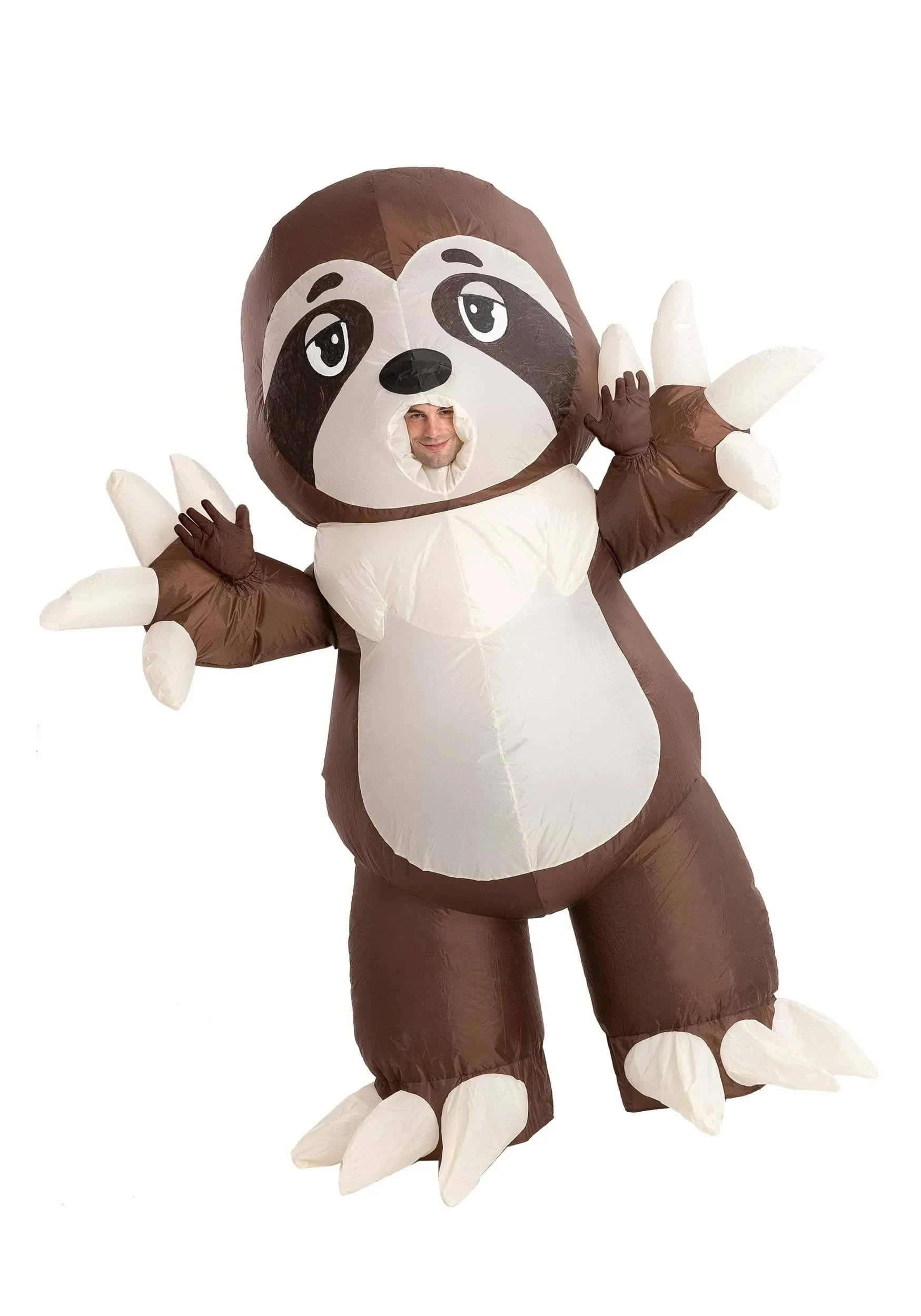 Spooktacular Creations Inflatable Halloween Costume Full Body Sloth Inflatable Costume with a Pair of Gloves - Adult Unisex One Size (Sloth) Brown