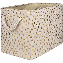 DII Polyester Bin Dots Gold Rectangle Medium - Beach Style - Storage Bins And Boxes - by Homesquare | Houzz