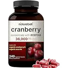 Cranberry Pills 36,000Mg with Acerola, 240 Veggie Capsules | 100:1 Fresh Cranber