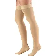 Truform 20-30 Mmhg Compression Stockings for Men & Women, Thigh High Length, Dot Top, Closed Toe, Beige, Medium (20-30 Mmhg)