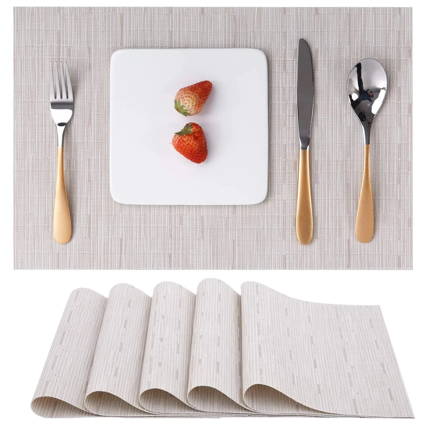 Myir Jun Table Mats Set of 6, Place Mats Table Placemats Washable Non-Slip Heat ...