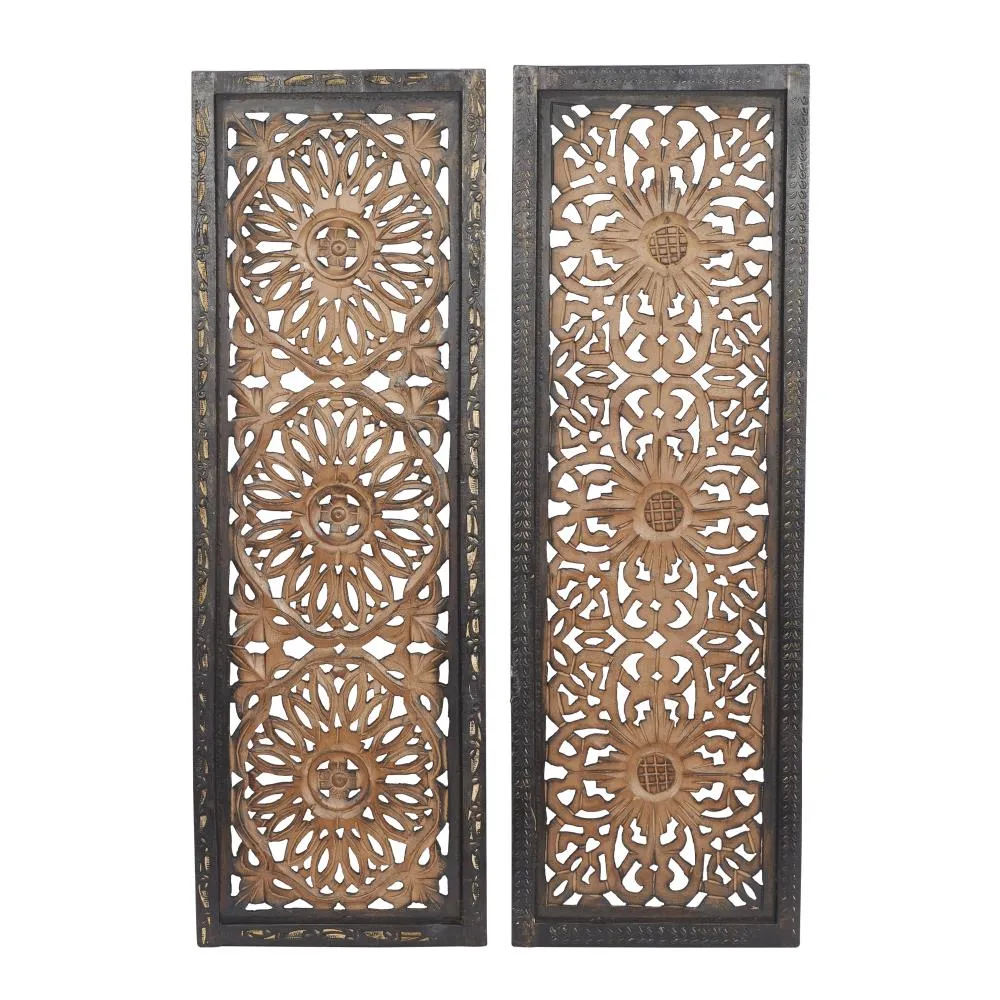 34087 Elegant Wall Sculpture - Wood Wall Panel 2 Assorted