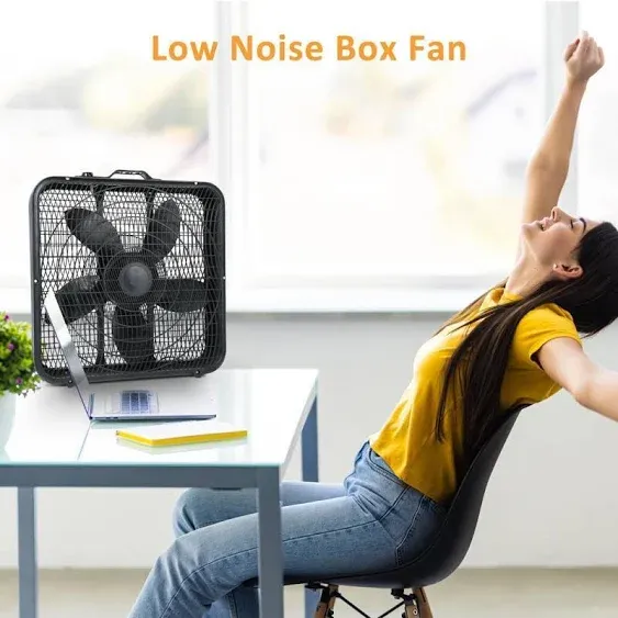 20&#034;Box Fan 3-Speed Cooling Table Fan with Aerodynamic Shaped Fan Blades