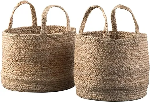 Signature Design by Ashley Brayton Jute 2 Piece Braided Basket Set, Light Brown