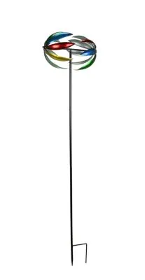 Transpac 64 Inch Metal Kinetic Wind Spinner Garden Stake Lawn Decor Yard Art Sculpture, Standard