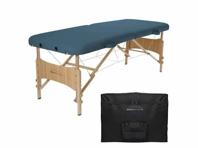 Saloniture Basic Portable Folding Massage Table - Blue