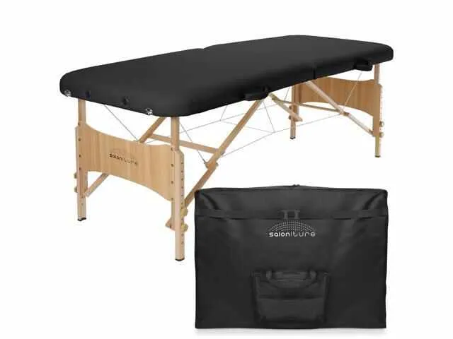 Saloniture Basic Portable Folding Massage Table - Black