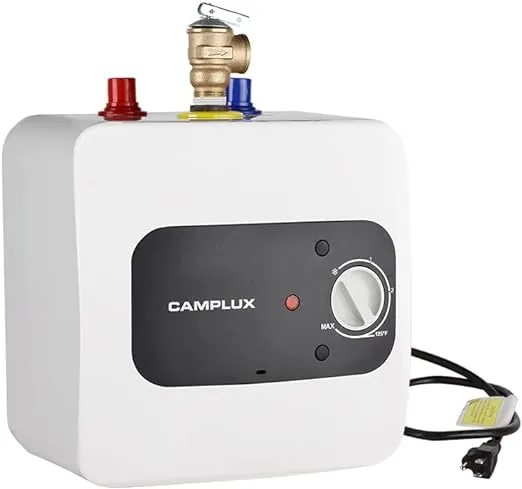 CAMPLUX Mini Tank Electric Water Heater 1.3 Gallons Hot Water Heaters 120V, Under Sink Water Heater with Cord Plug 1.44kW