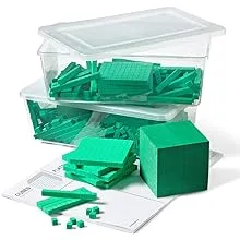 hand2mind Green Foam Base Ten Blocks Complete Set, Place Value Blocks, Counting Cubes for Kids Math, Base 10 Math Manipulatives for Kids, Kindergarten Homeschool Supplies (Set of 322)