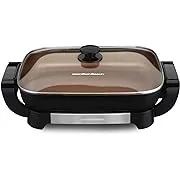 Hamilton Beach Durathon Ceramic Electric Skillet with Removable 12/15" Pan, Adjustable Temp, Reversible Design, 38529