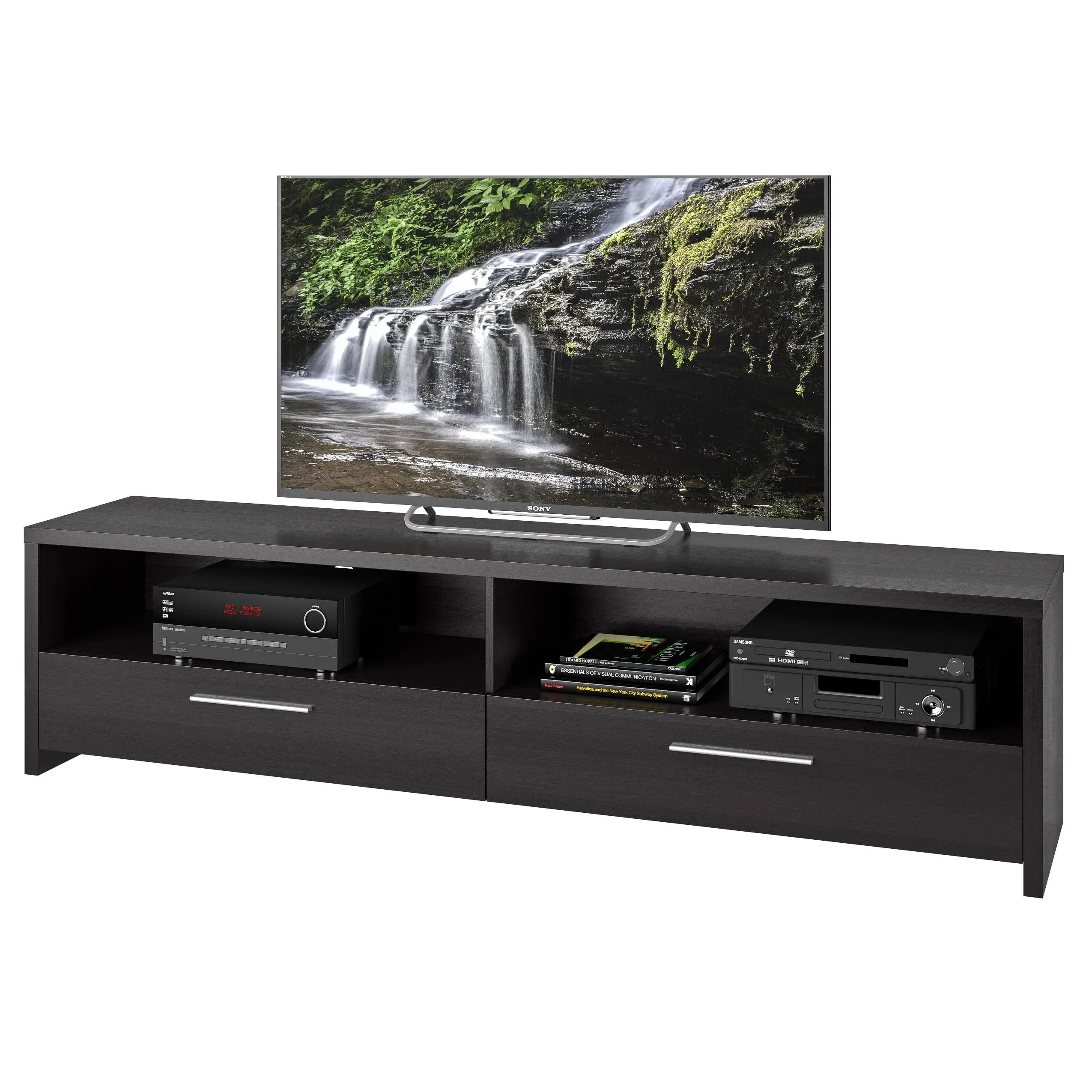 CorLiving Black Engineered Wood TV Stand with Drawers For TVs up to 95"