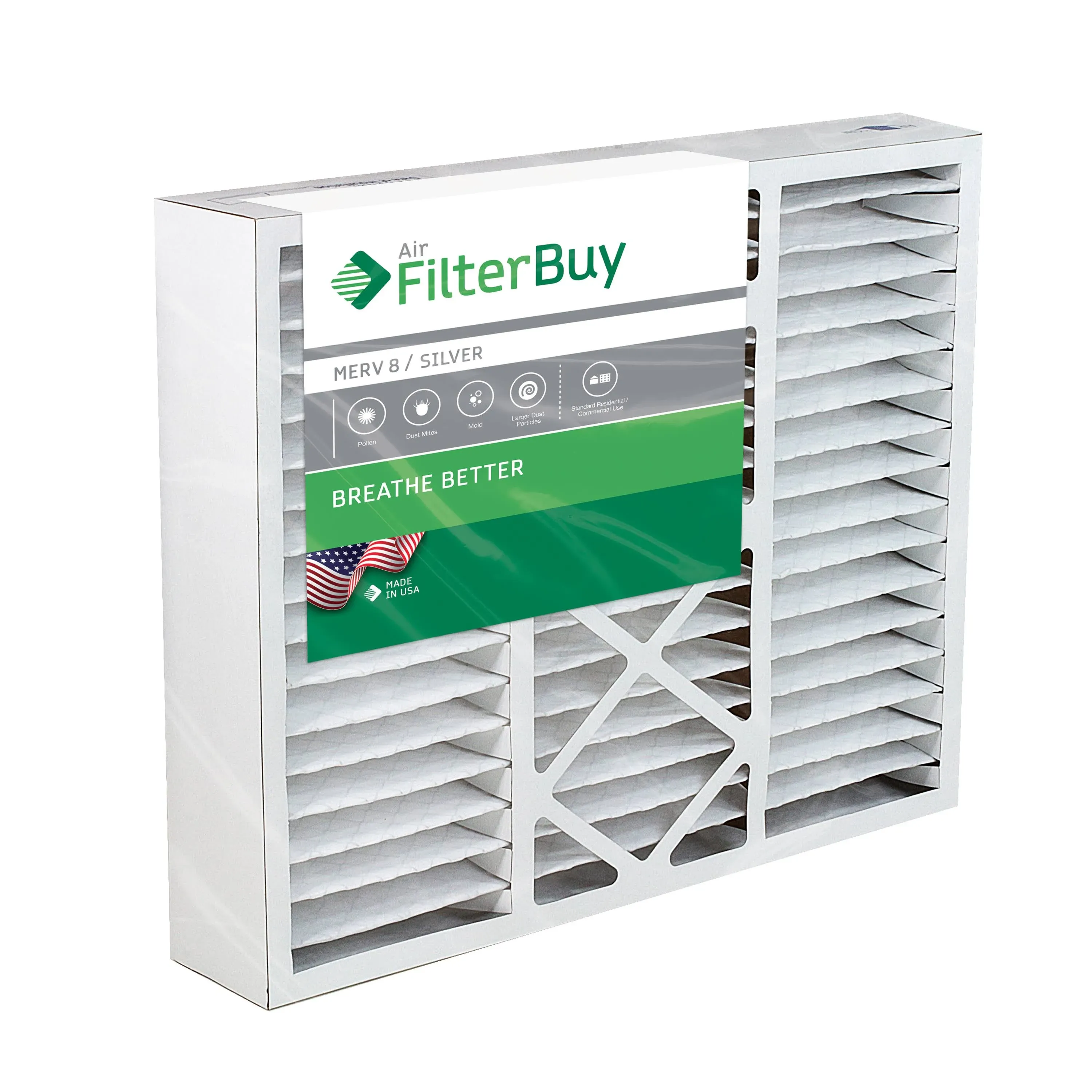 Filterbuy 16x25x5 Air Filter MERV 8 Dust Defense (1-Pack), Pleated HVAC AC Furnace Filters for Amana, Coleman, Goodman, Maytag, York, and More (Actual Size: 15.38 x 25.50 x 5.25)