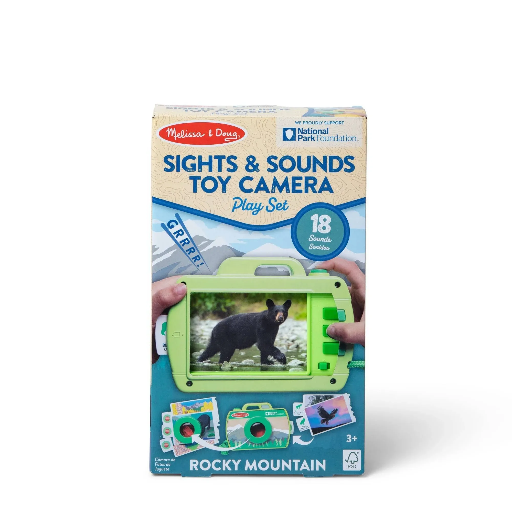 Melissa & Doug Sights & Sounds Wooden Toy Camera Play Set, Rocky Mountain