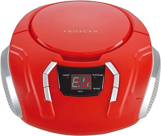 Proscan Elite Portable CD Boombox with AM/FM Radio - Red