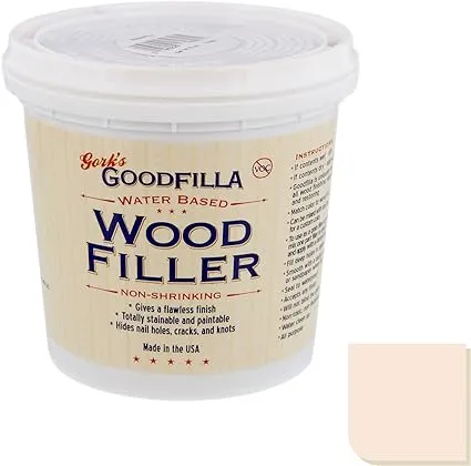 Water-Based Wood & Grain Filler - Neutral Base - 1 Gallon by Goodfilla | Replace Every Filler & Putty | Repairs, Finishes & Patches | Paintable, Stainable, Sandable & Quick Drying