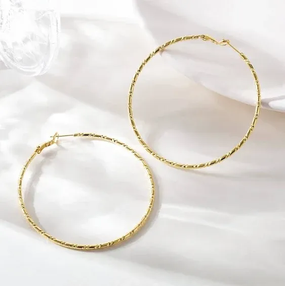 Spoint Gold Hoop Earrings 14K Gold Earrings, Big Hoop Earrings for Women ...