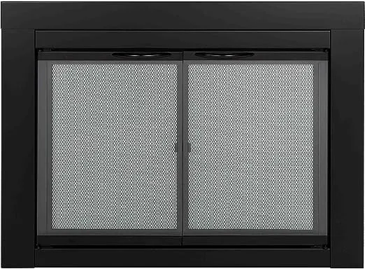 Pleasant Hearth AN-1010 Alpine Fireplace Glass Door, Black, Small