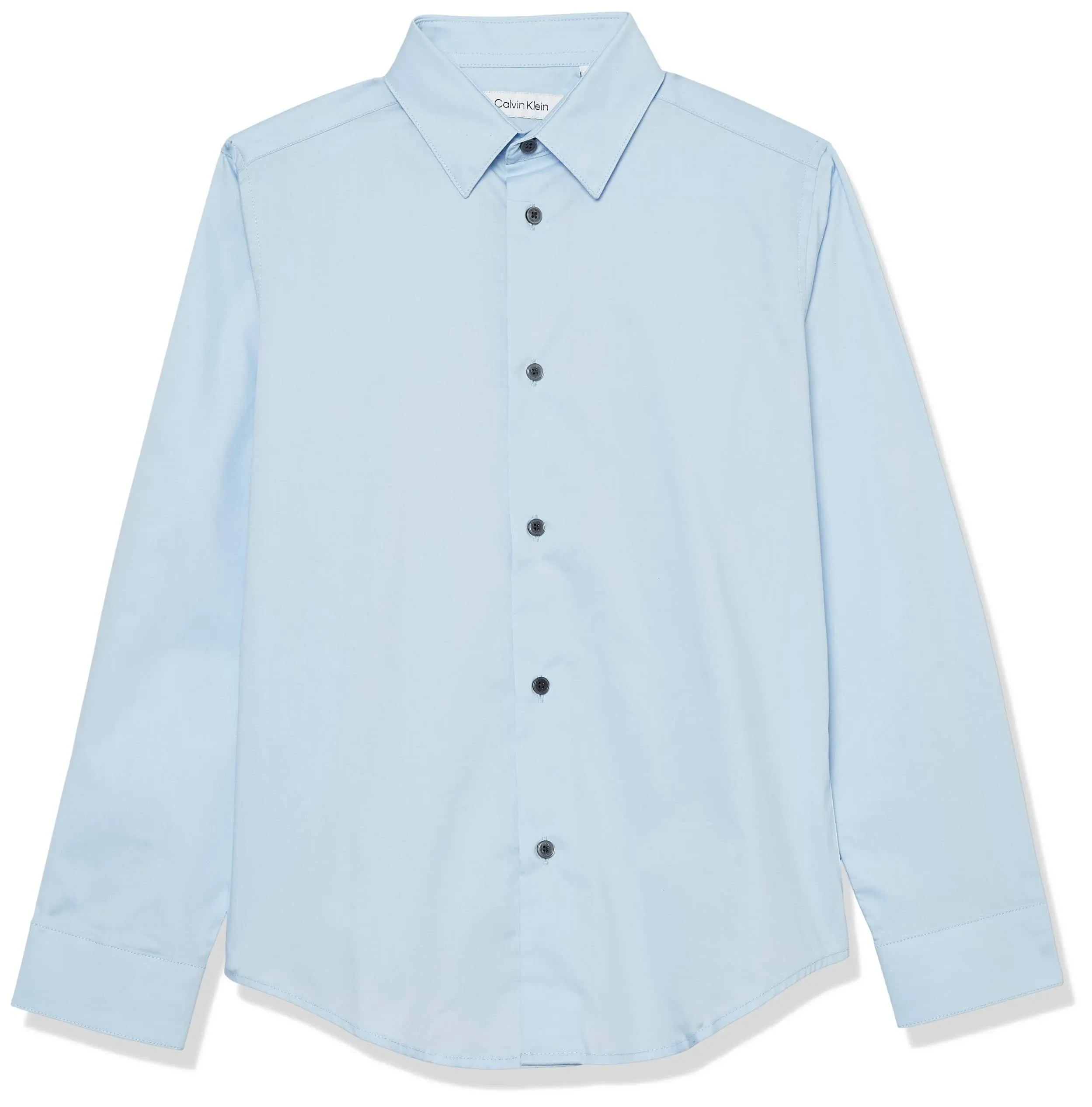 Calvin Klein Boys' Slim Fit Solid Stretch Poplin Shirt