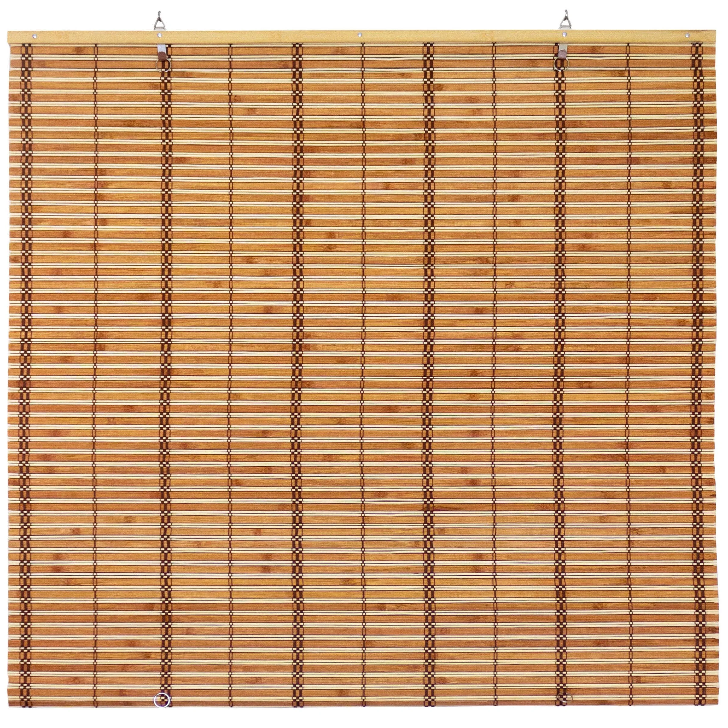 Red Lantern Burnt Bamboo Cordless Window Shade - Two-tone Honey 60" W