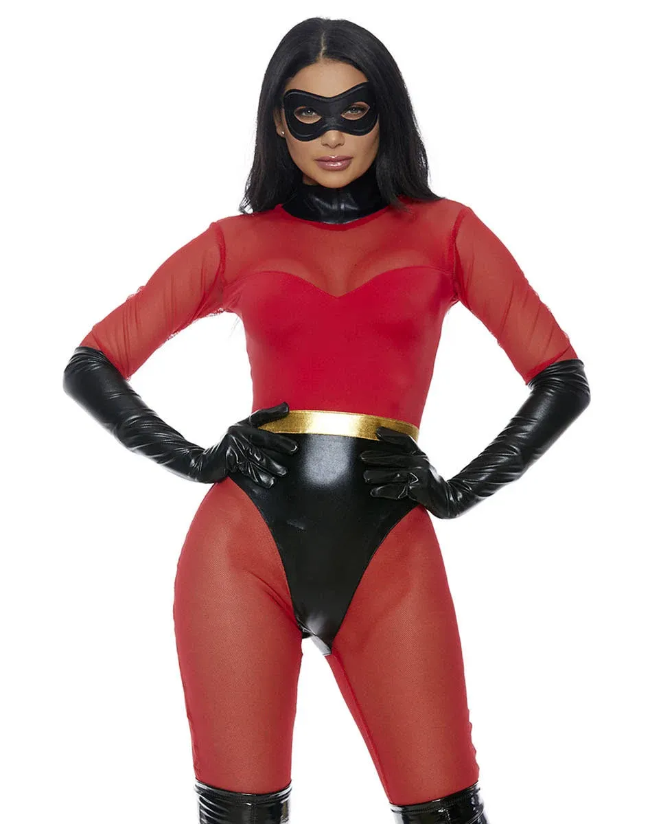 Forplay Women's Hot Super Suit Superhero Adult Costume, Red, XS/S/L/XL US