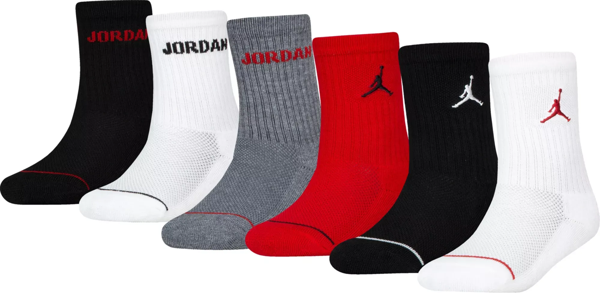 Jordan Youth Legend Crew Socks – 6 Pack, Size 7-9, White