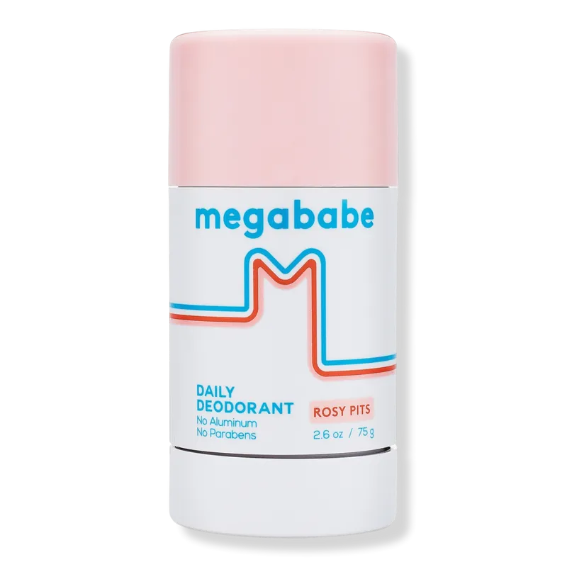 Megababe Daily Deodorant - Rosy Pits | Aluminum-Free, Clear & Clean | 2.6 oz