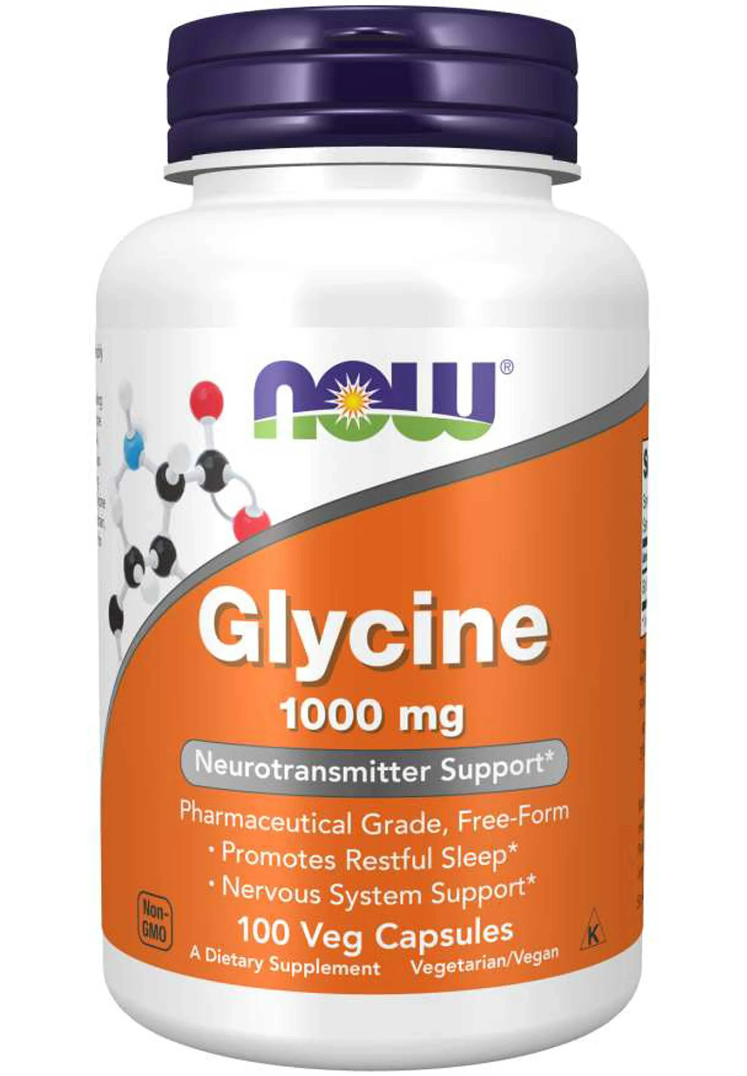 Now Foods Glycine Pharmaceutical Grade Amino Acid 1000 mg 100 Caps