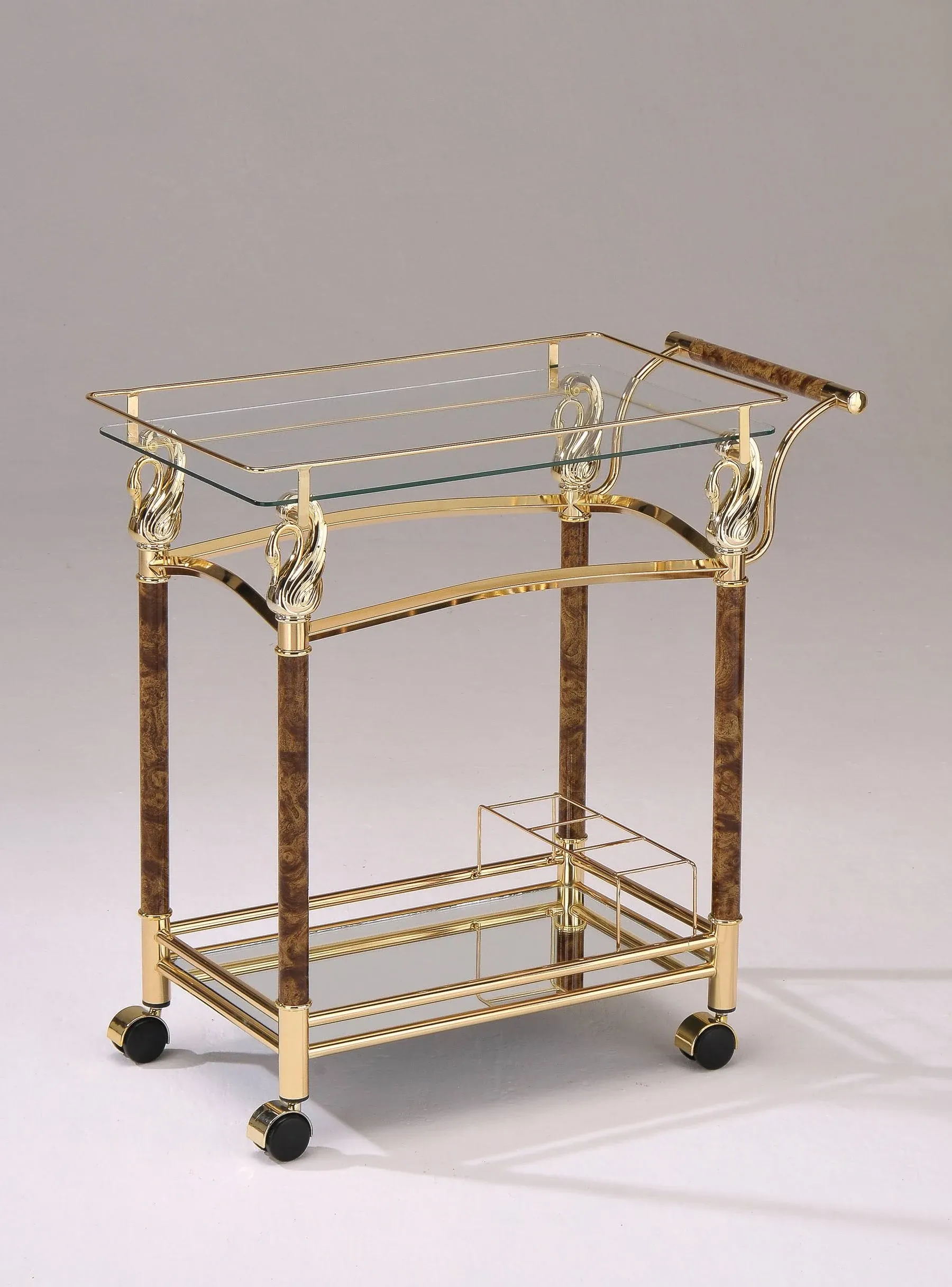 Acme Helmut Serving Cart - Clear Glass/Gold Plated