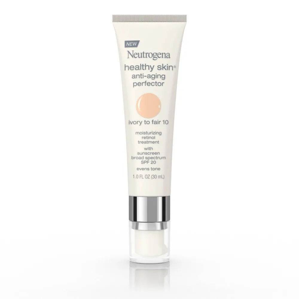 Neutrogena Healthy Skin Anti-Aging Perfector Tinted Facial Moisturizer and Retinol Treatment with Broad Spectrum SPF 20 Sunscreen with Titanium Dioxide, 10 Ivory to Fair, 1 fl. oz