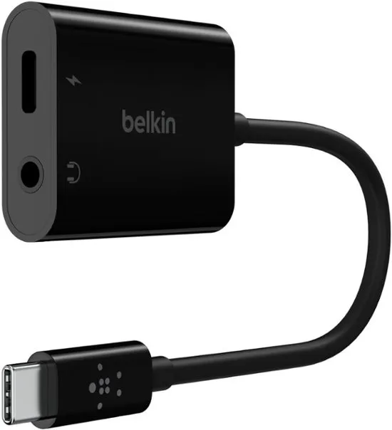 Belkin RockStar™ 3.5mm Audio with USB-C Charge Adaptor Included, USB-C Audio Adaptor Compatible with iPad Pro, Galaxy, Note, Google Pixel, LG G6, Sony Xperia, OnePlus and More - Black