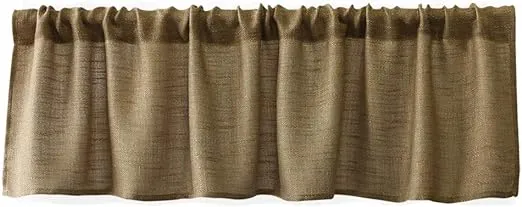 Valea Home Burlap Natural Tan Valance Rod Pocket Window Curtain Valance Rustic Home Décor 56 by 14 Inches