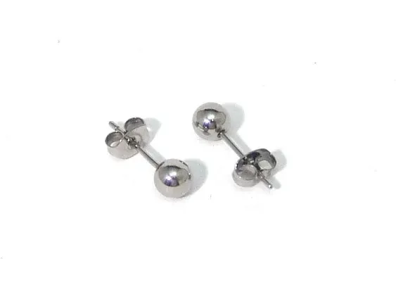 Ball Stud Earrings Implant Grade Titanium Hypoallergenic for Sensitive Ears 5mm