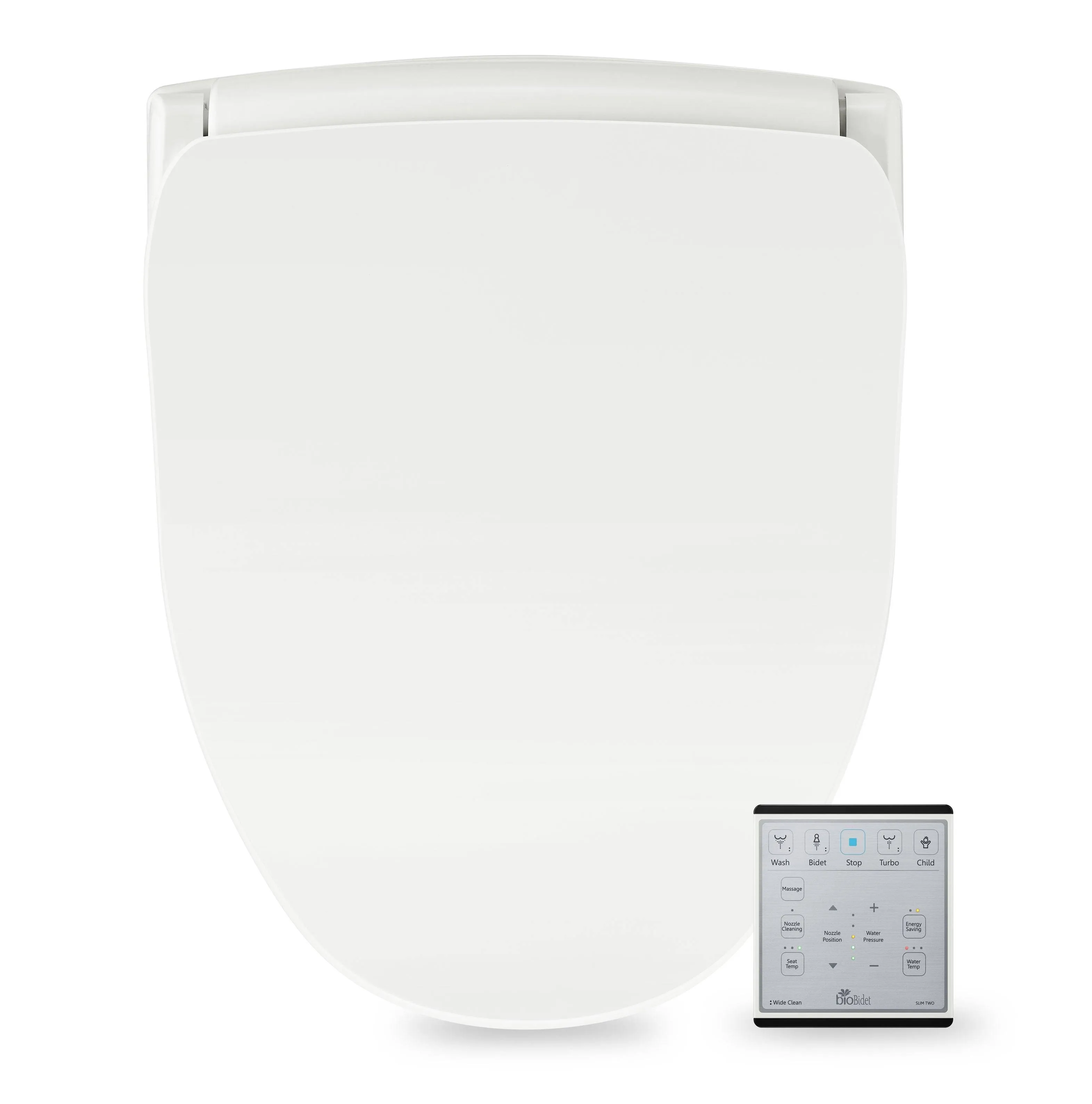 Slim TWO Electric Smart Bidet Toilets Seat for Elongated Toilets in White with Remote Control and Nightlight