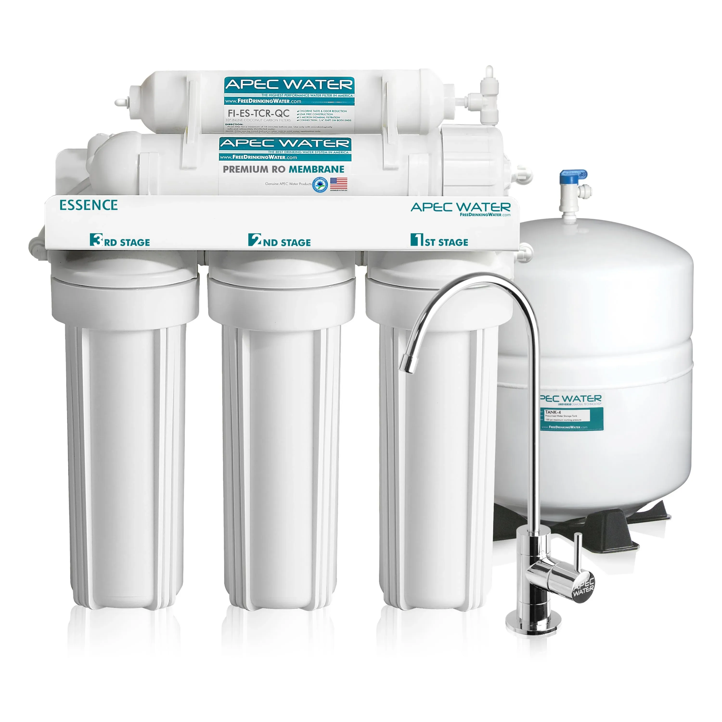 APEC Water Systems ROES-50 Essence Series Top Tier 5-Stage WQA Certified Ultra Safe Reverse Osmosis Drinking Water Filter System