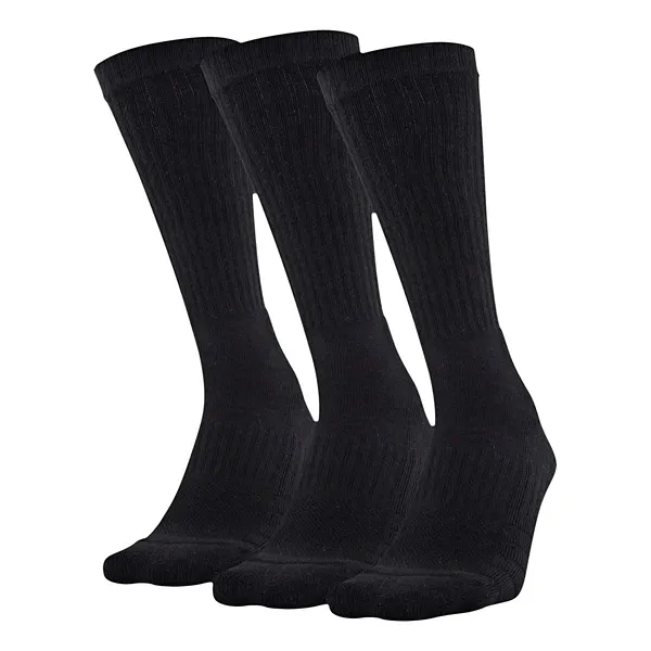 Adult Under Armour Training Cotton 3 Pack Crew Socks Medium Black