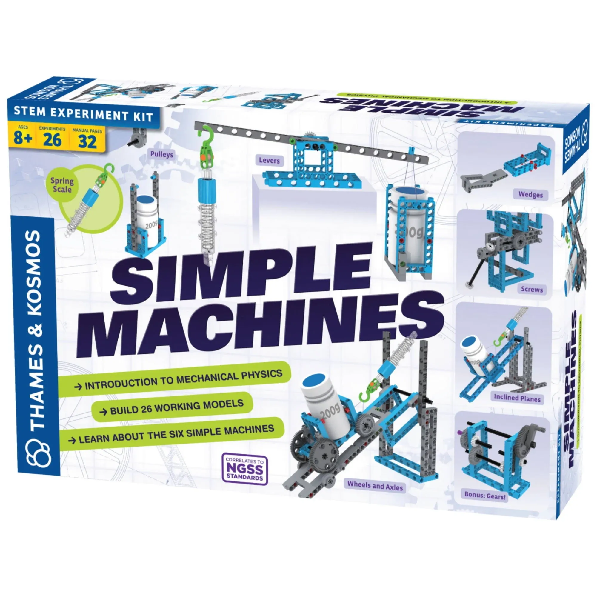 Thames & Kosmos Simple Machines Science Experiment & Model Building Kit, Introduction to Mechanical Physics, Build 26 Models to Investigate The 6 Classic Simple Machines