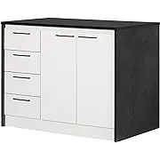 South Shore Myro Kitchen Island, Gray Oak and White