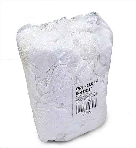 Pro-Clean Basics A99300 Select Quality Cleaning T-Shirt Cloth Rags, Lint Free, White, 3 lb Bag