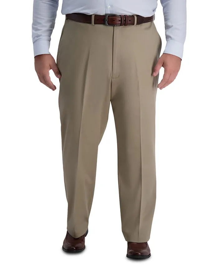 Haggar Men's Premium No Iron Khaki Pleat Front Pant Classic Fit