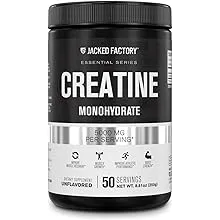 Jacked Factory Creatine Monohydrate Powder 250g - Creatine Supplement for Muscle Growth, Increased Strength, Enhanced Energy Output and Improved Athletic Performance 50 Servings, Unflavored