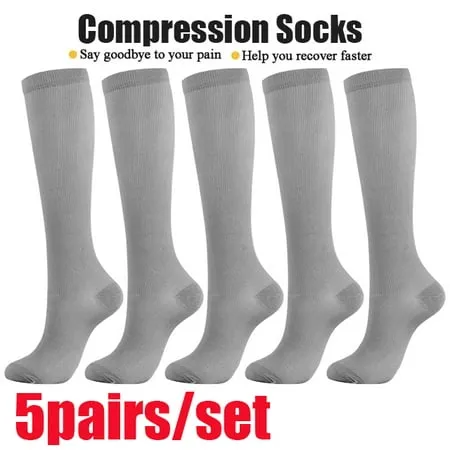 +MD Cotton Compression Socks for Women and Men 4/6 Pairs 8-15/15-20 mmHg Knee High Socks for Sports Travel Nurse Edema