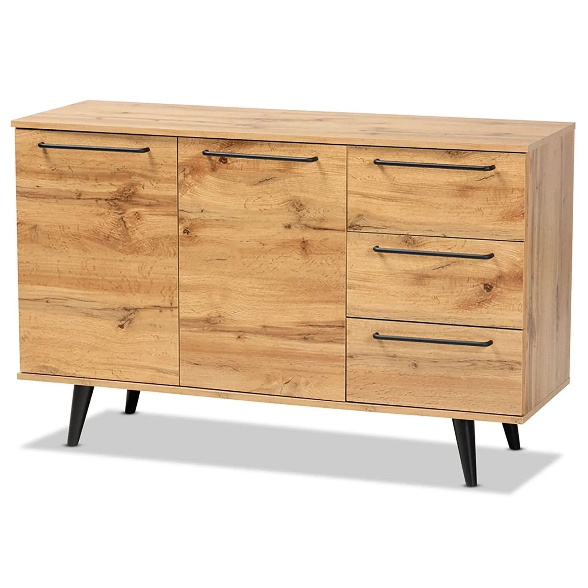 Baxton Studio Radley Transitional Oak Brown Wood 3-Drawer Sideboard Buffet