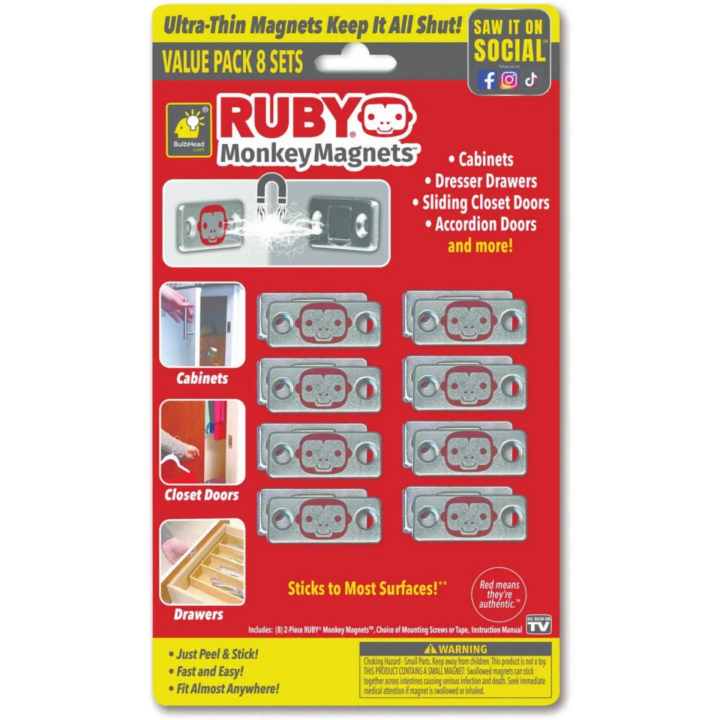 BulbHead Ruby Monkey Magnet Door & Drawer Closure